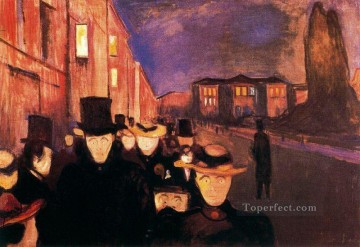  Edvard Obras - Noche en la calle Karl Johan 1892 Edvard Munch